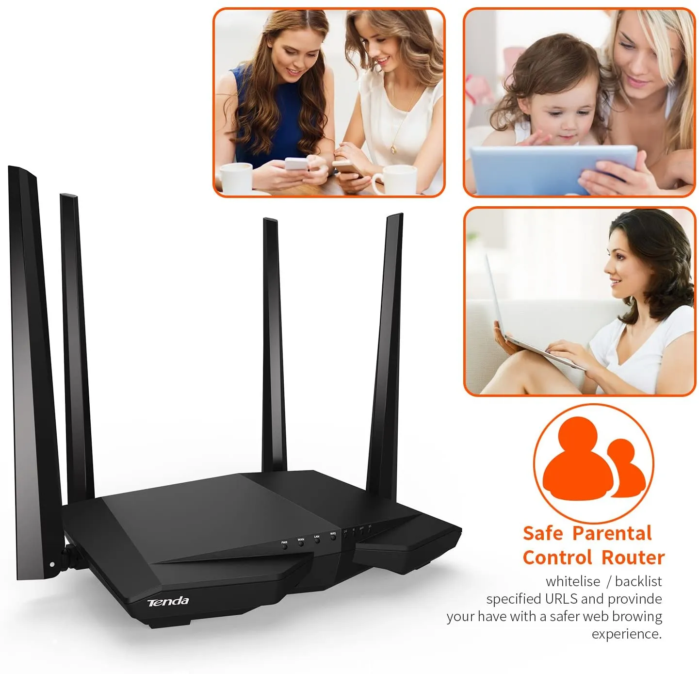 Tenda AC6 AC1200 Wireless Dual Band Router, Black 3-port Wireless Cable, 867Mbps/5GHz  300Mbps/2.4GHz